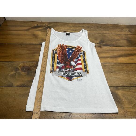 Vintage 1991 Harley Davidson 3D Emblem Sleeveless Tank Top Eagle Size Small - Picture 8 of 11
